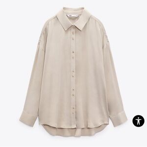 Zara NWT Oversized Satin Effect Button Down Shirt